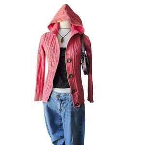 Y2K Old Navy Cable Knit Cardigan with Chunky Buttons |Size Small